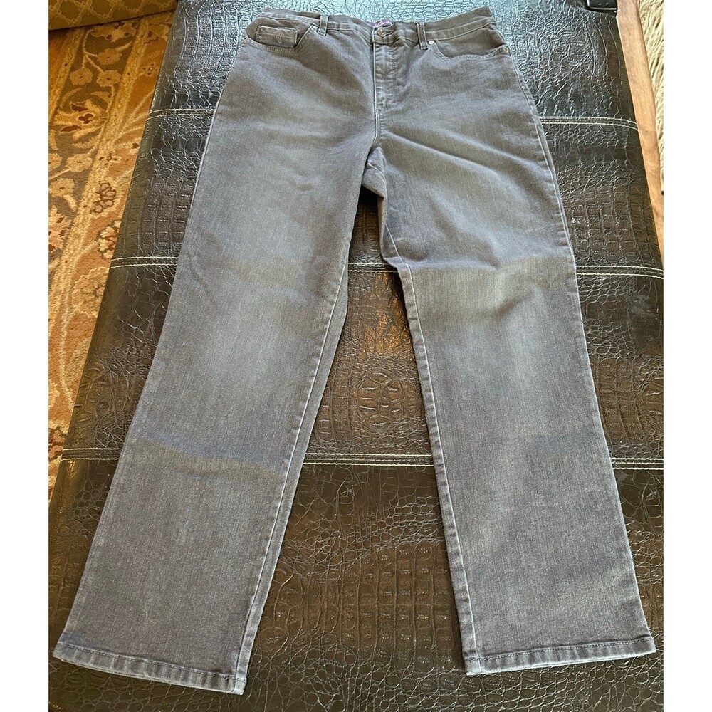 Gloria Vanderbilt Amanda Jeans Womens Size 14 Gray Straight Leg High Rise